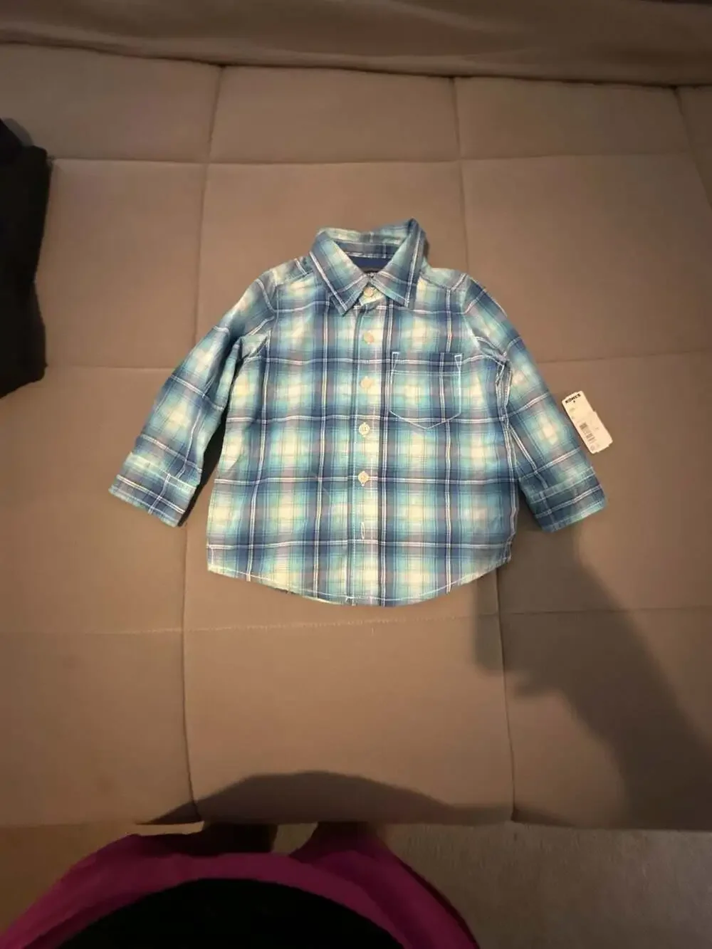 OshKosh B'gosh Toddler Boys Blue Plaid Long Sleeve Button-Down Shirt